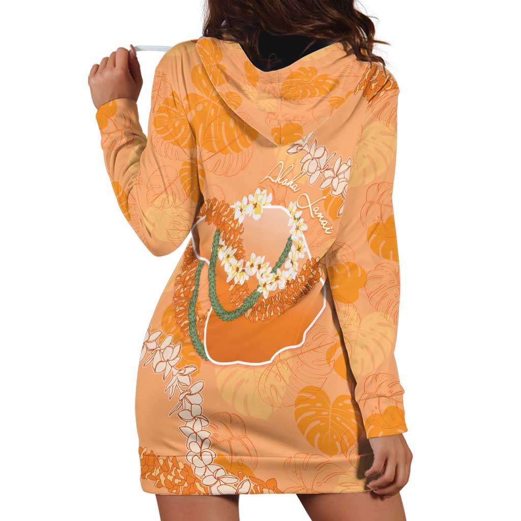 Hawaii Lanai Island Flowers Lei Hoodie Dress Orange Kaunaoa Mix Maile LT7 - Polynesian Pride