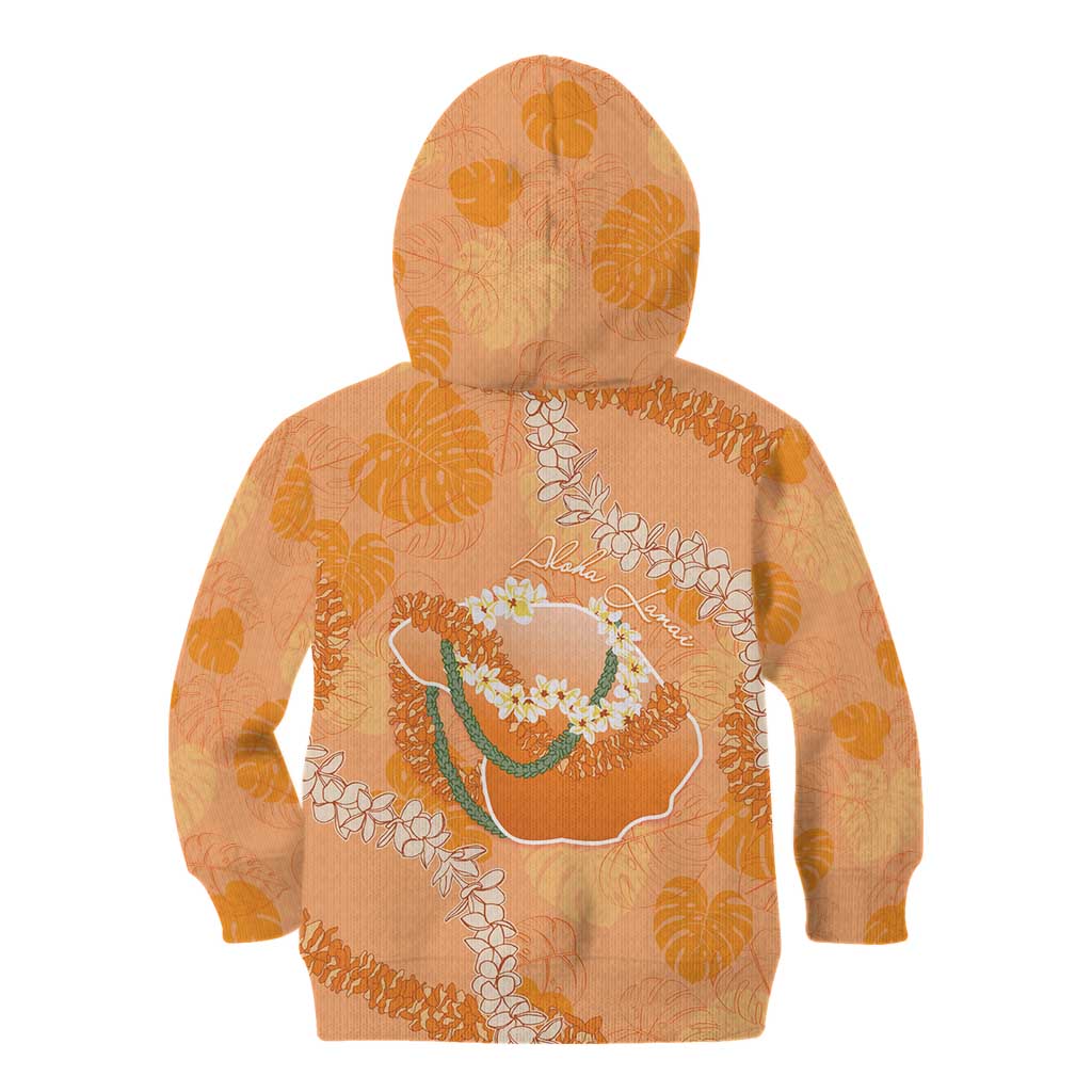 Hawaii Lanai Island Flowers Lei Kid Hoodie Orange Kaunaoa Mix Maile