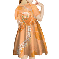 Hawaii Lanai Island Flowers Lei Kid Short Sleeve Dress Orange Kaunaoa Mix Maile LT7 - Polynesian Pride