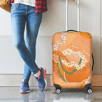 Hawaii Lanai Island Flowers Lei Luggage Cover Orange Kaunaoa Mix Maile
