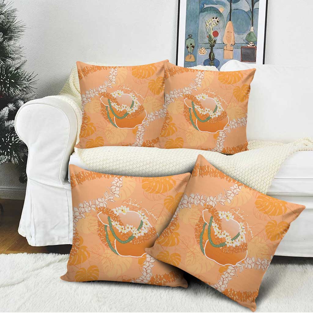 Hawaii Lanai Island Flowers Lei Pillow Cover Orange Kaunaoa Mix Maile