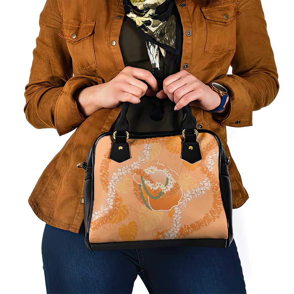 Hawaii Lanai Island Flowers Lei Shoulder Handbag Orange Kaunaoa Mix Maile LT7 - Polynesian Pride