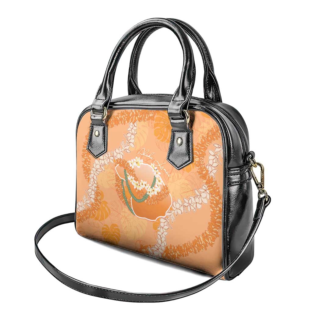 Hawaii Lanai Island Flowers Lei Shoulder Handbag Orange Kaunaoa Mix Maile LT7 - Polynesian Pride