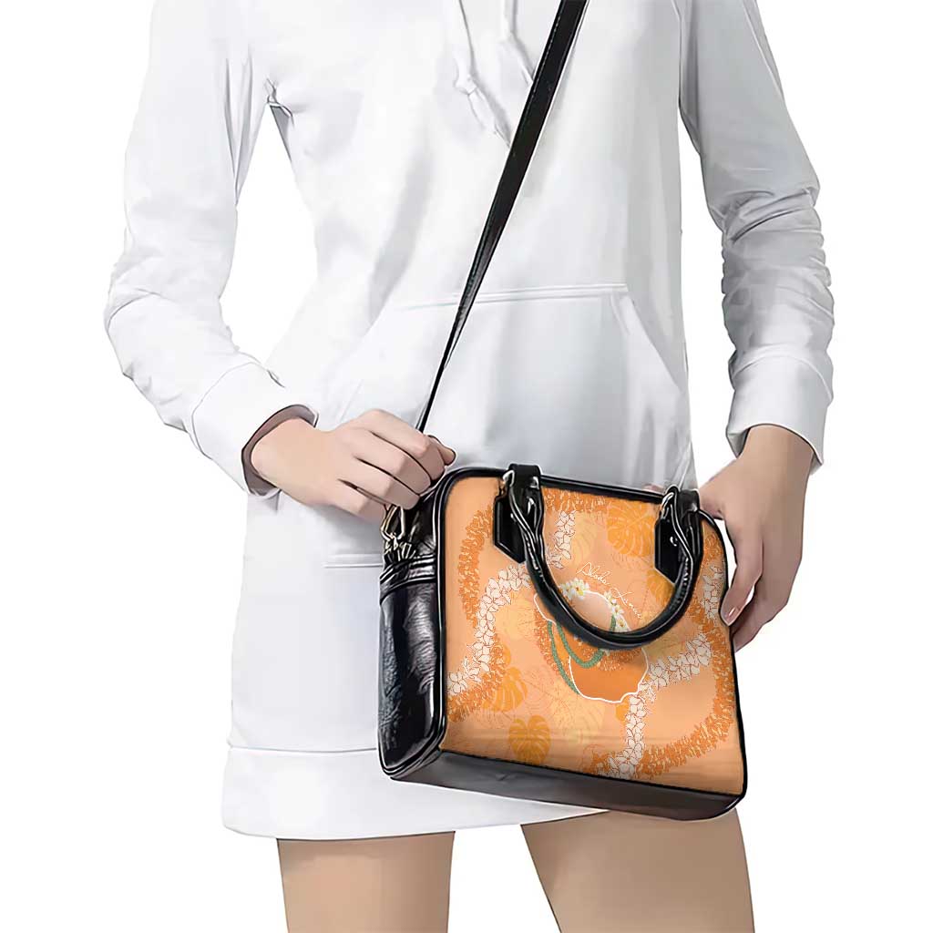 Hawaii Lanai Island Flowers Lei Shoulder Handbag Orange Kaunaoa Mix Maile LT7 - Polynesian Pride