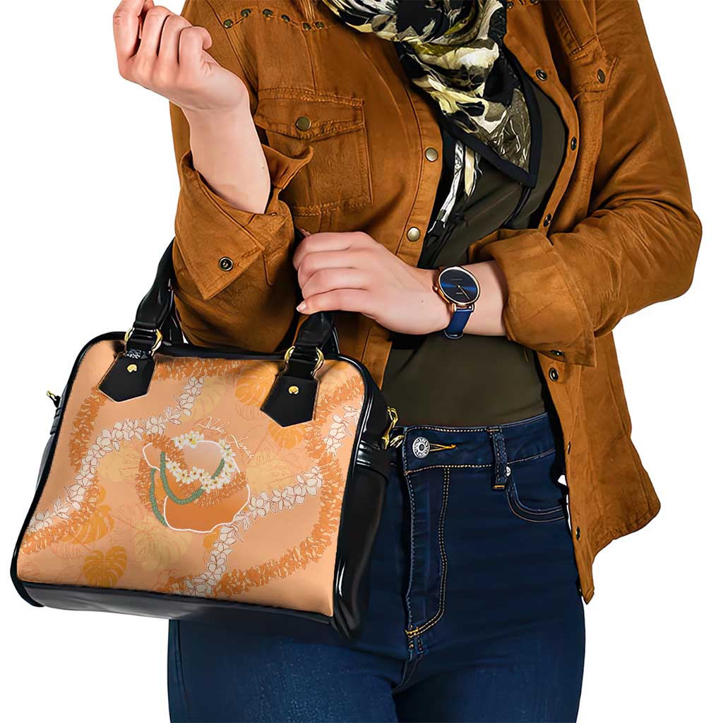 Hawaii Lanai Island Flowers Lei Shoulder Handbag Orange Kaunaoa Mix Maile LT7 - Polynesian Pride