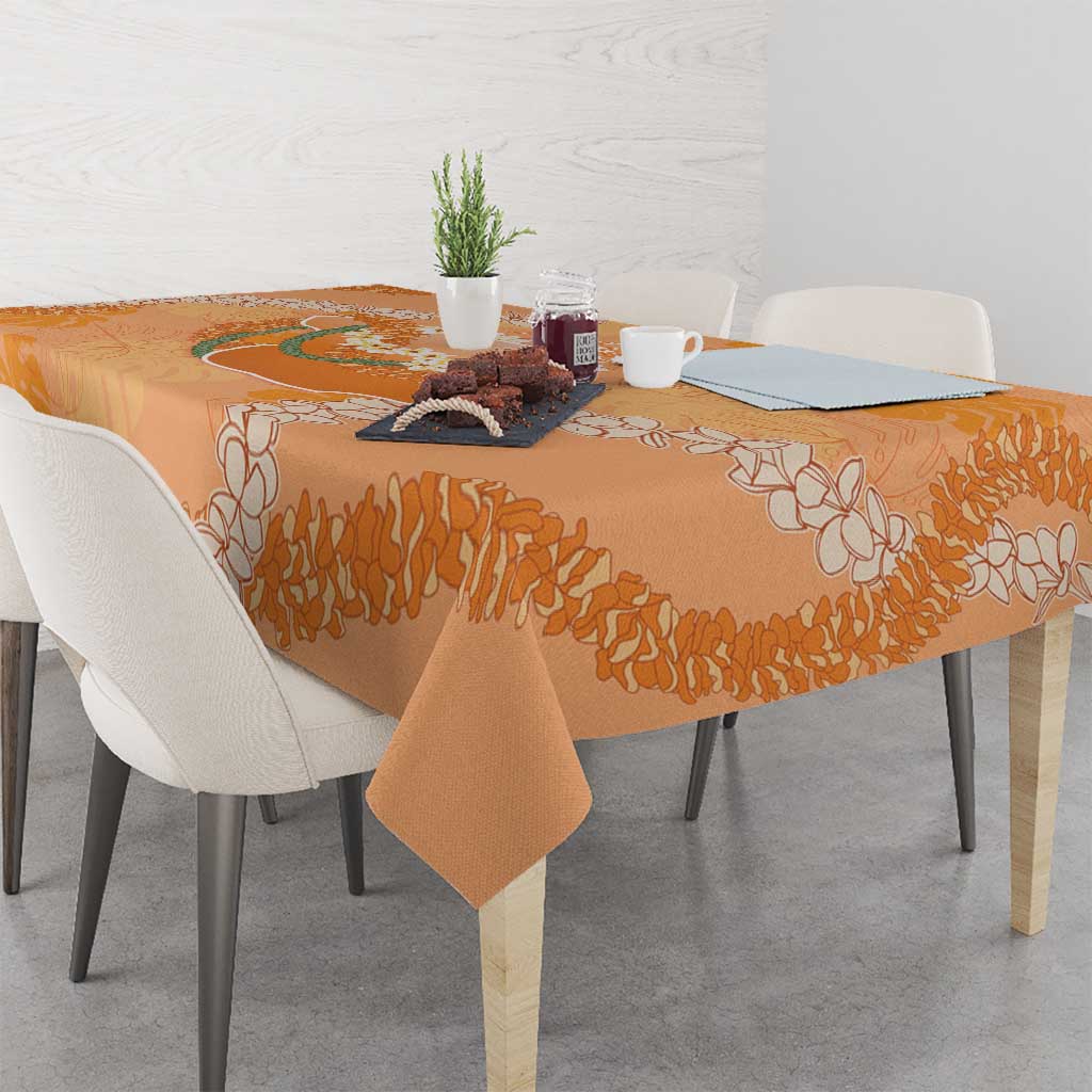 Hawaii Lanai Island Flowers Lei Tablecloth Orange Kaunaoa Mix Maile