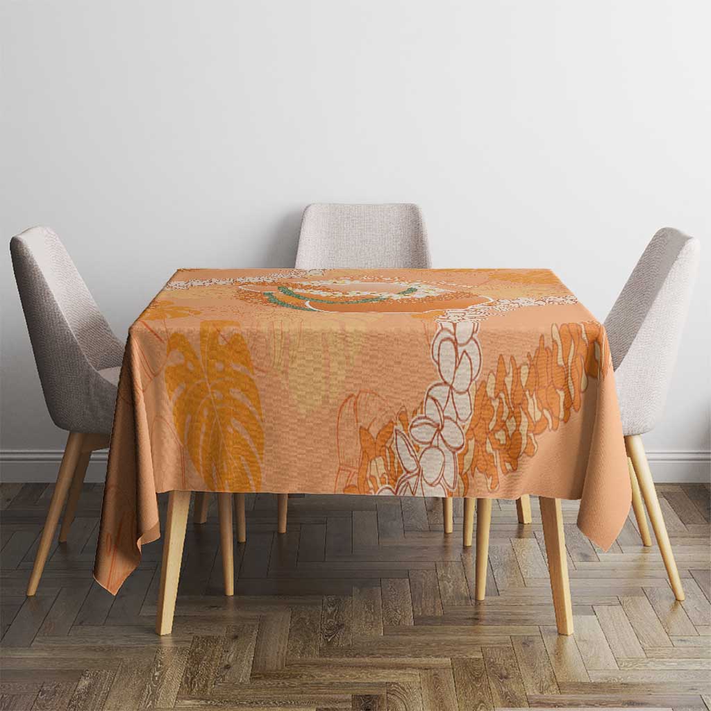 Hawaii Lanai Island Flowers Lei Tablecloth Orange Kaunaoa Mix Maile