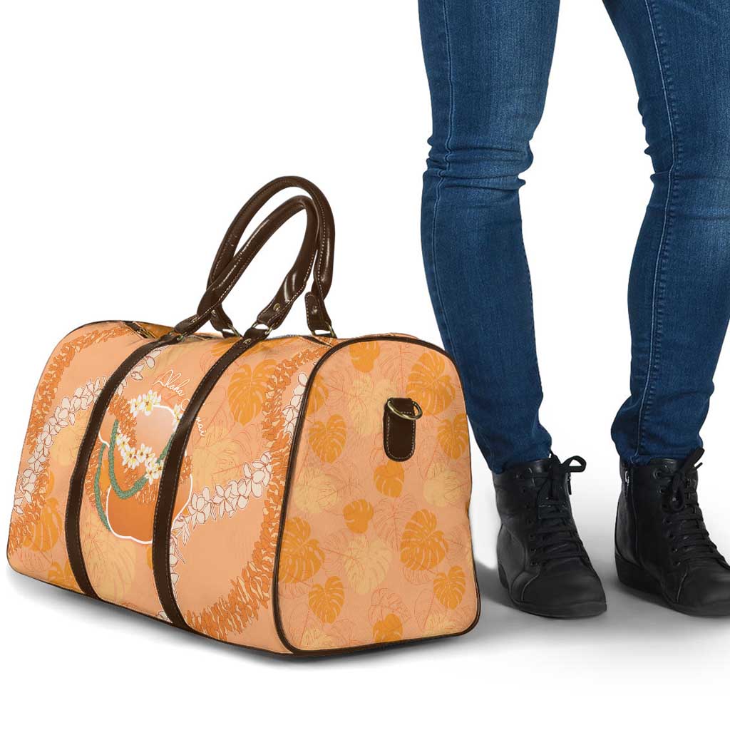 Hawaii Lanai Island Flowers Lei Travel Bag Orange Kaunaoa Mix Maile