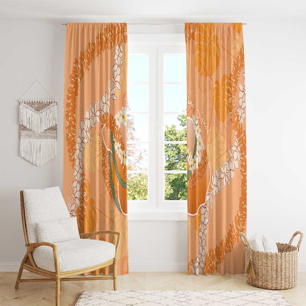 Hawaii Lanai Island Flowers Lei Window Curtain Orange Kaunaoa Mix Maile