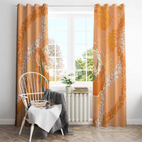 Hawaii Lanai Island Flowers Lei Window Curtain Orange Kaunaoa Mix Maile