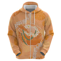 Hawaii Lanai Island Flowers Lei Zip Hoodie Orange Kaunaoa Mix Maile