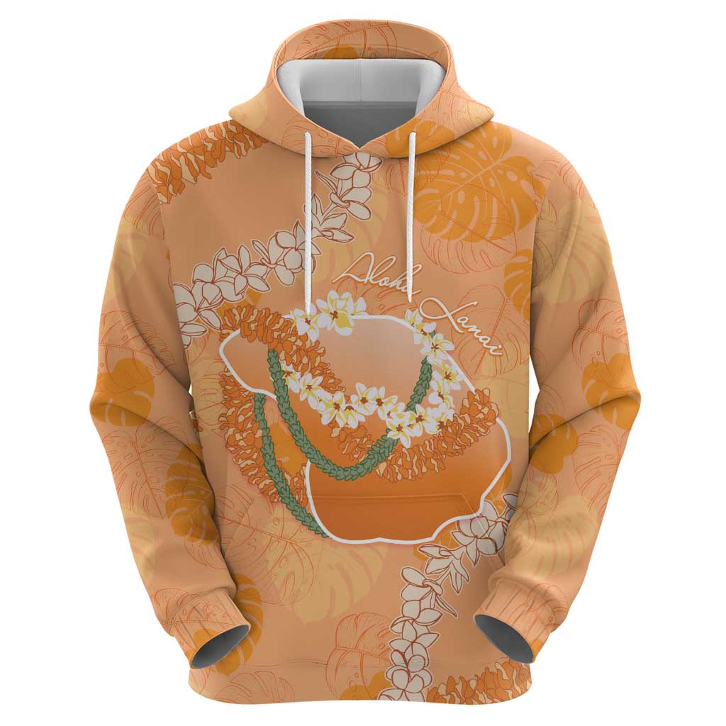Hawaii Lanai Island Flowers Lei Zip Hoodie Orange Kaunaoa Mix Maile