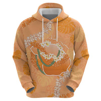 Hawaii Lanai Island Flowers Lei Zip Hoodie Orange Kaunaoa Mix Maile