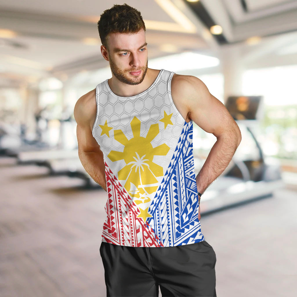 Personalised Philippines Mix Guam Men Tank Top Filipino Flag Style LT7 - Polynesian Pride