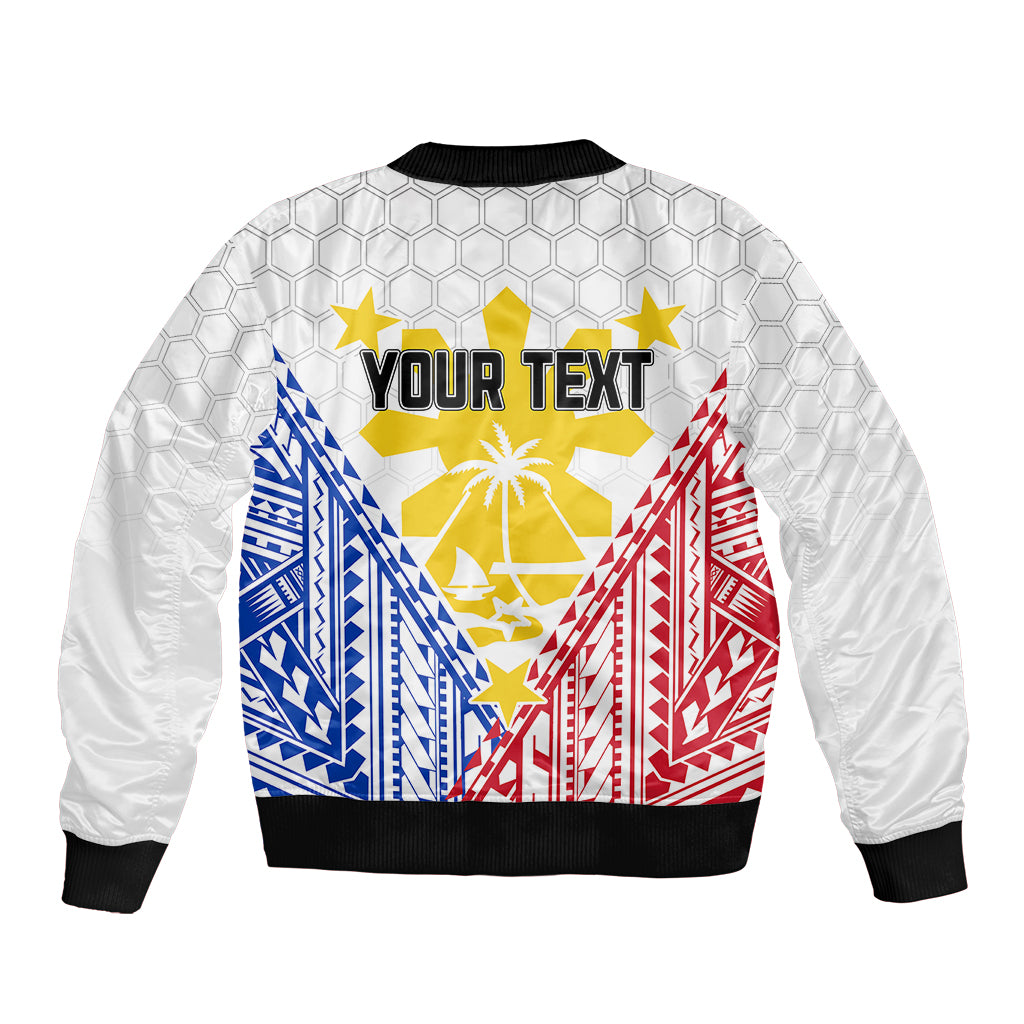 Personalised Philippines Mix Guam Sleeve Zip Bomber Jacket Filipino Flag Style LT7 - Polynesian Pride
