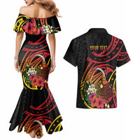 Personalized Milne Bay Couples Matching Mermaid Dress and Hawaiian Shirt PNG Lime Pot with Oro Tapa LT7 - Polynesian Pride