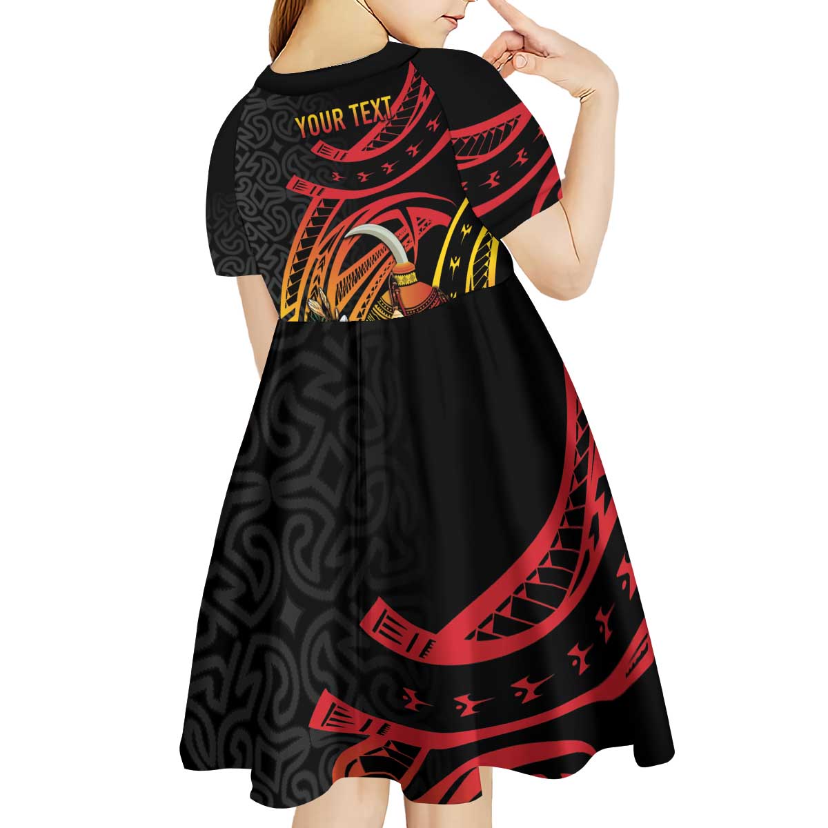 Personalized Milne Bay Kid Short Sleeve Dress PNG Lime Pot with Oro Tapa