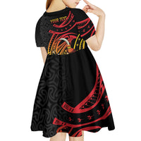 Personalized Milne Bay Kid Short Sleeve Dress PNG Lime Pot with Oro Tapa