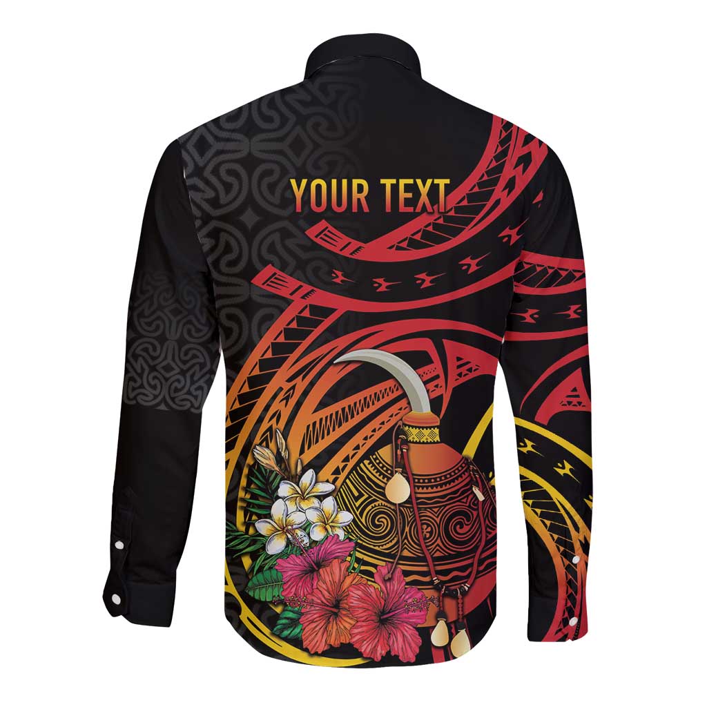 Personalized Milne Bay Long Sleeve Button Shirt PNG Lime Pot with Oro Tapa LT7 - Polynesian Pride