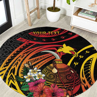 Personalized Milne Bay Round Carpet PNG Lime Pot with Oro Tapa LT7 Black - Polynesian Pride