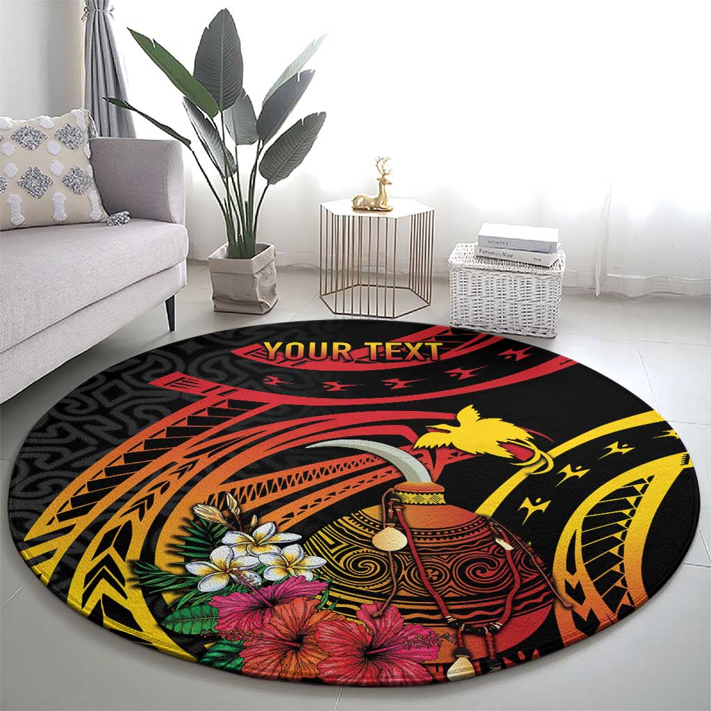 Personalized Milne Bay Round Carpet PNG Lime Pot with Oro Tapa LT7 - Polynesian Pride