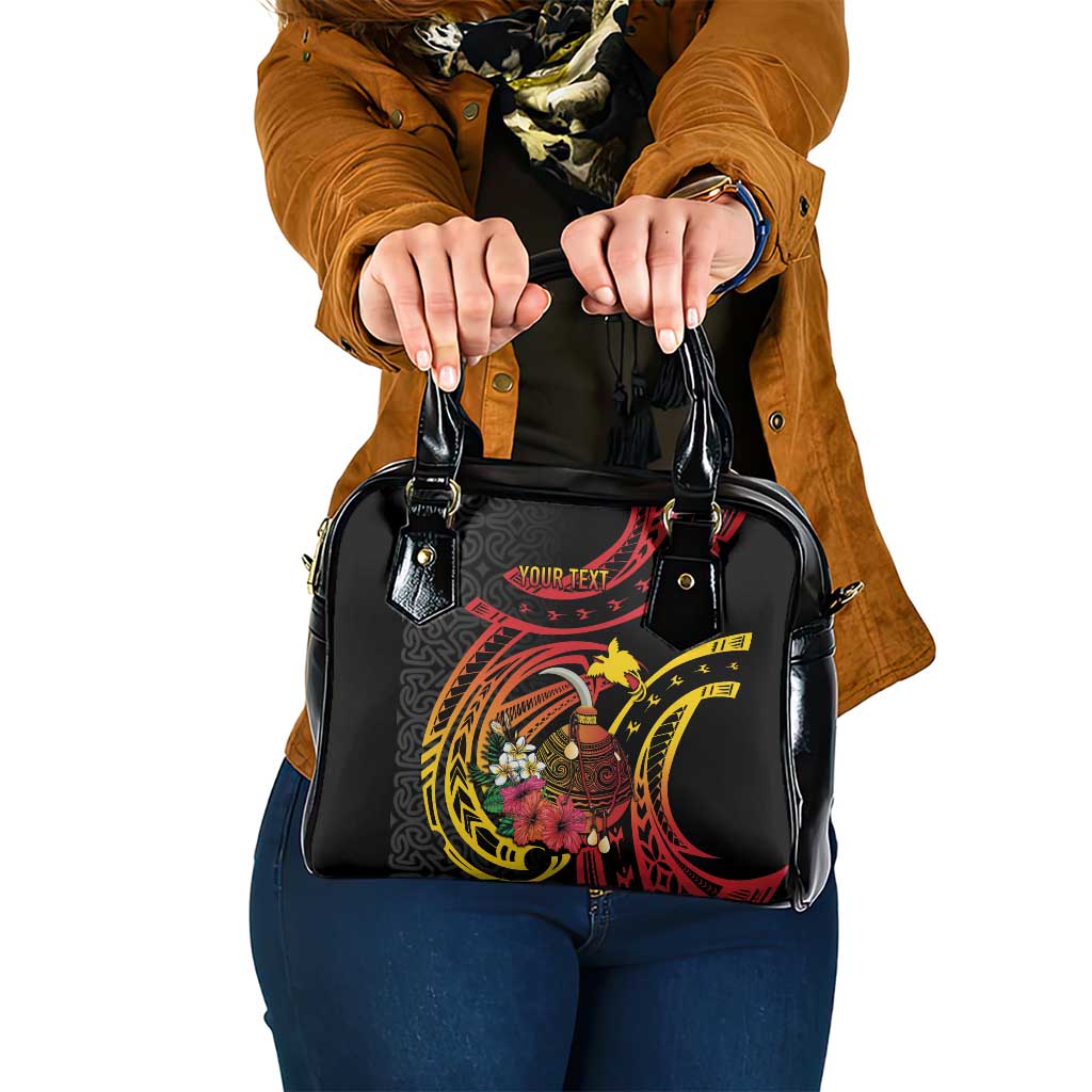 Personalized Milne Bay Shoulder Handbag PNG Lime Pot with Oro Tapa LT7 One Size Black - Polynesian Pride