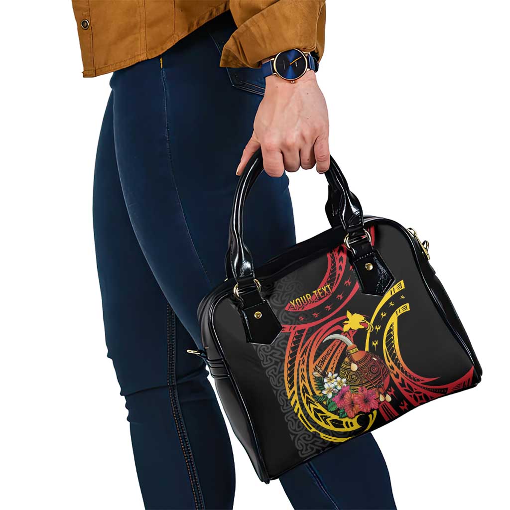Personalized Milne Bay Shoulder Handbag PNG Lime Pot with Oro Tapa LT7 - Polynesian Pride