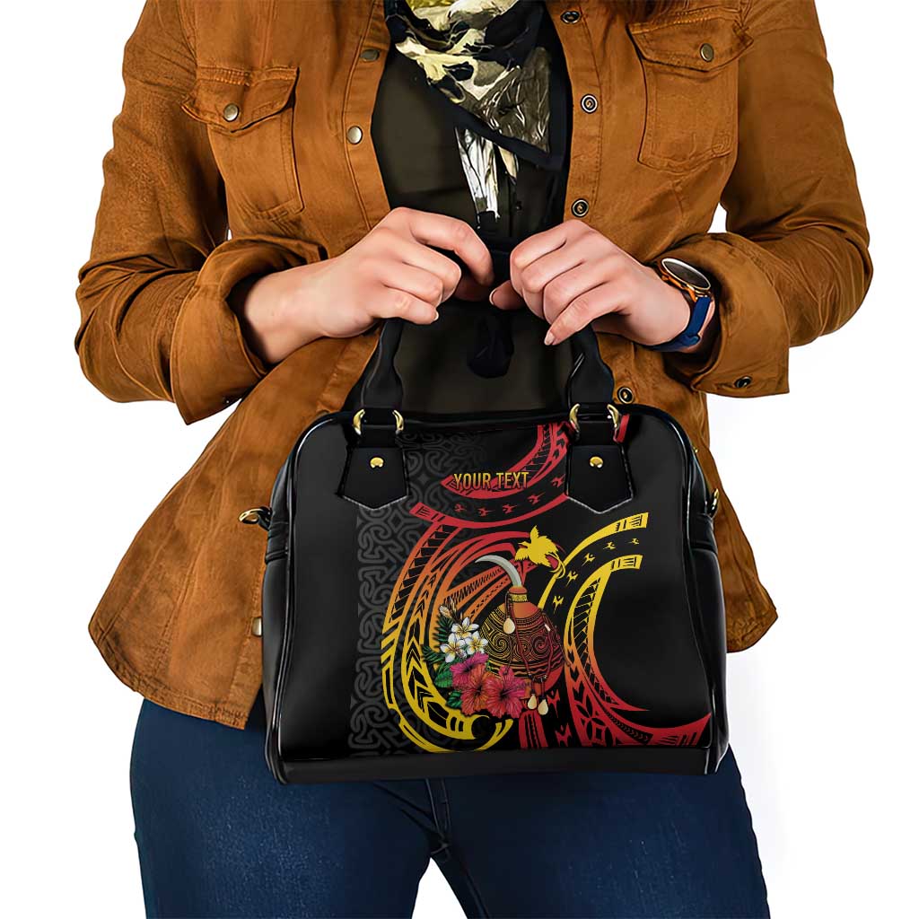 Personalized Milne Bay Shoulder Handbag PNG Lime Pot with Oro Tapa LT7 - Polynesian Pride