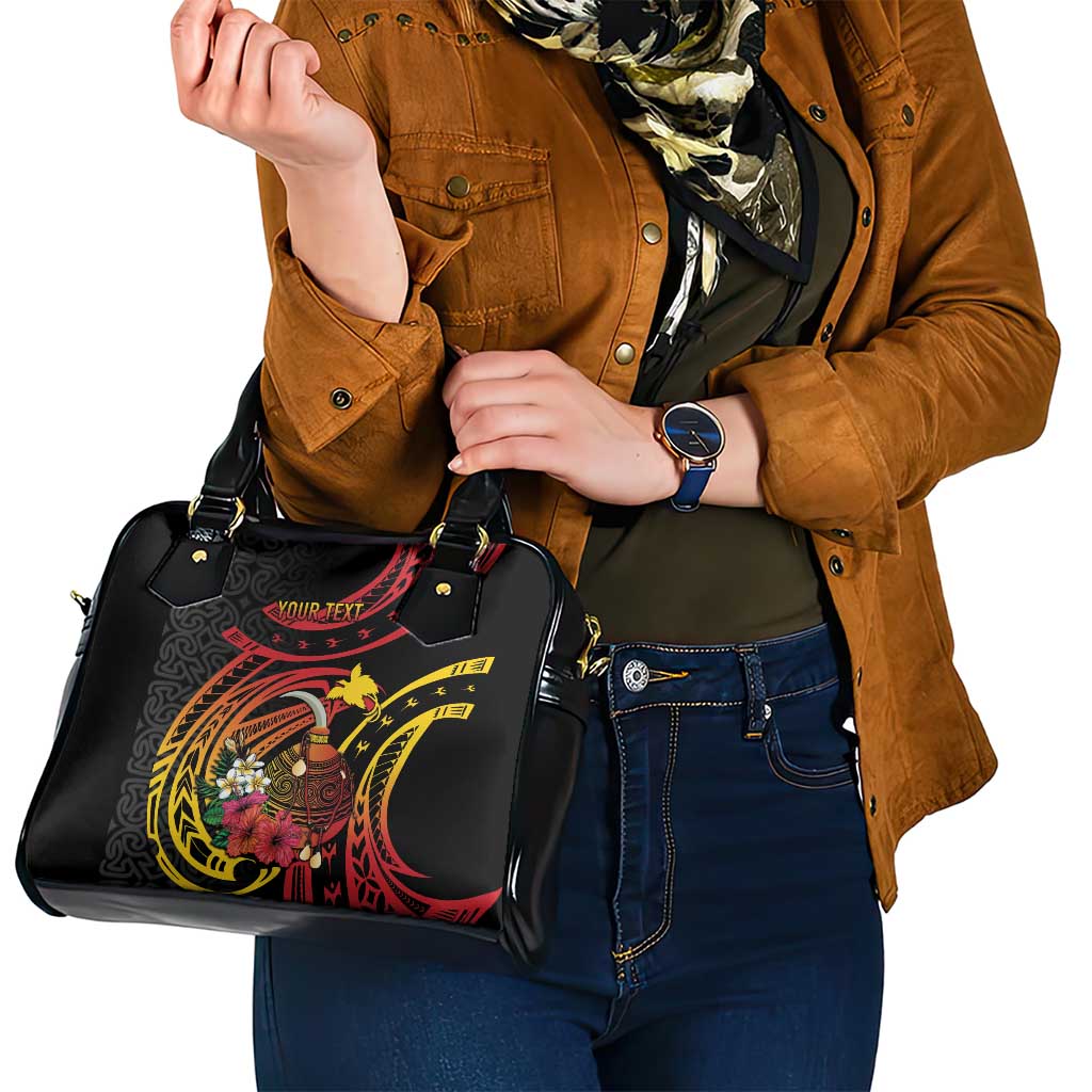 Personalized Milne Bay Shoulder Handbag PNG Lime Pot with Oro Tapa LT7 - Polynesian Pride