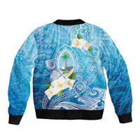 Hafa Adai Guam Chamorro Personalized Bomber Jacket Ocean Blue Latte Stone with Guasali - Polynesian Pride