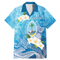 Hafa Adai Guam Chamorro Personalized Family Matching Mermaid Dress and Hawaiian Shirt Ocean Blue Latte Stone with Guasali LT7 Dad's Shirt - Short Sleeve Ocean Blue - Polynesian Pride