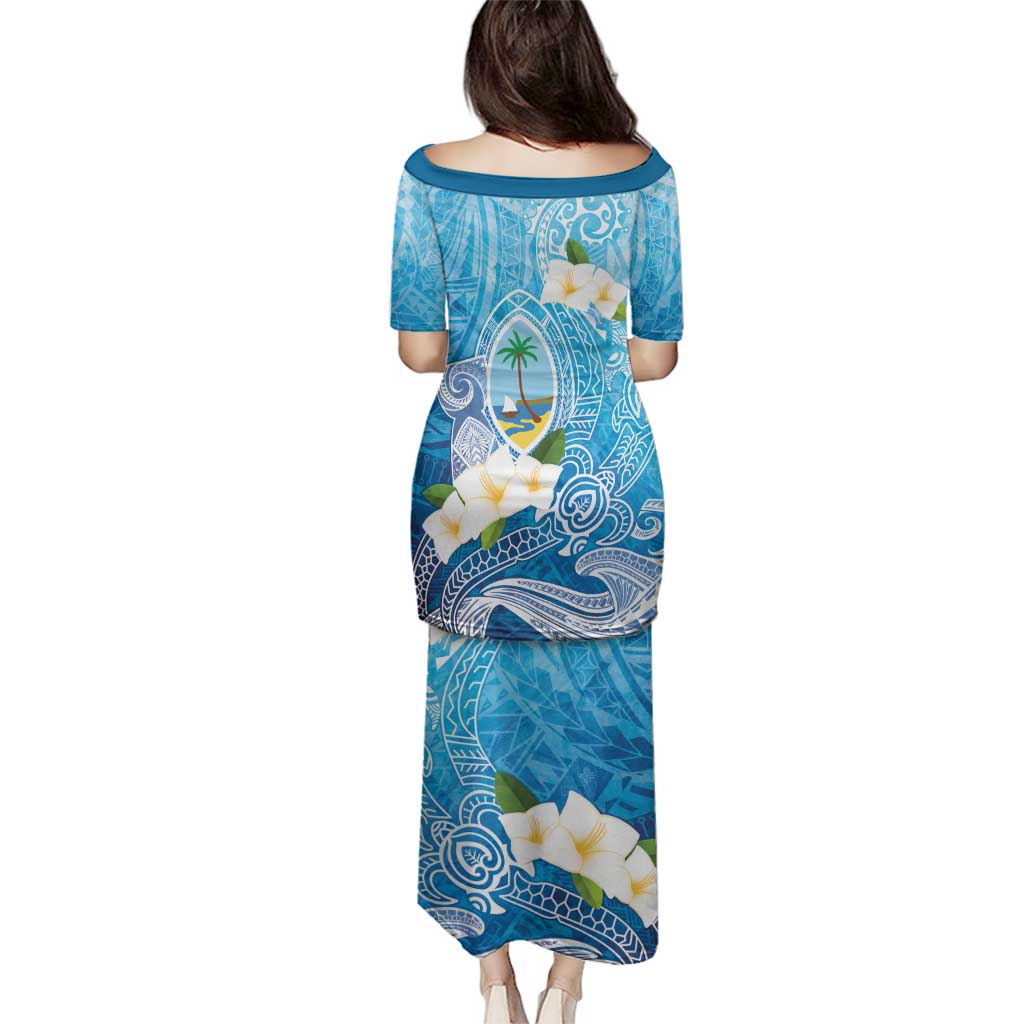 Hafa Adai Guam Chamorro Personalized Family Matching Puletasi and Hawaiian Shirt Ocean Blue Latte Stone with Guasali LT7 - Polynesian Pride