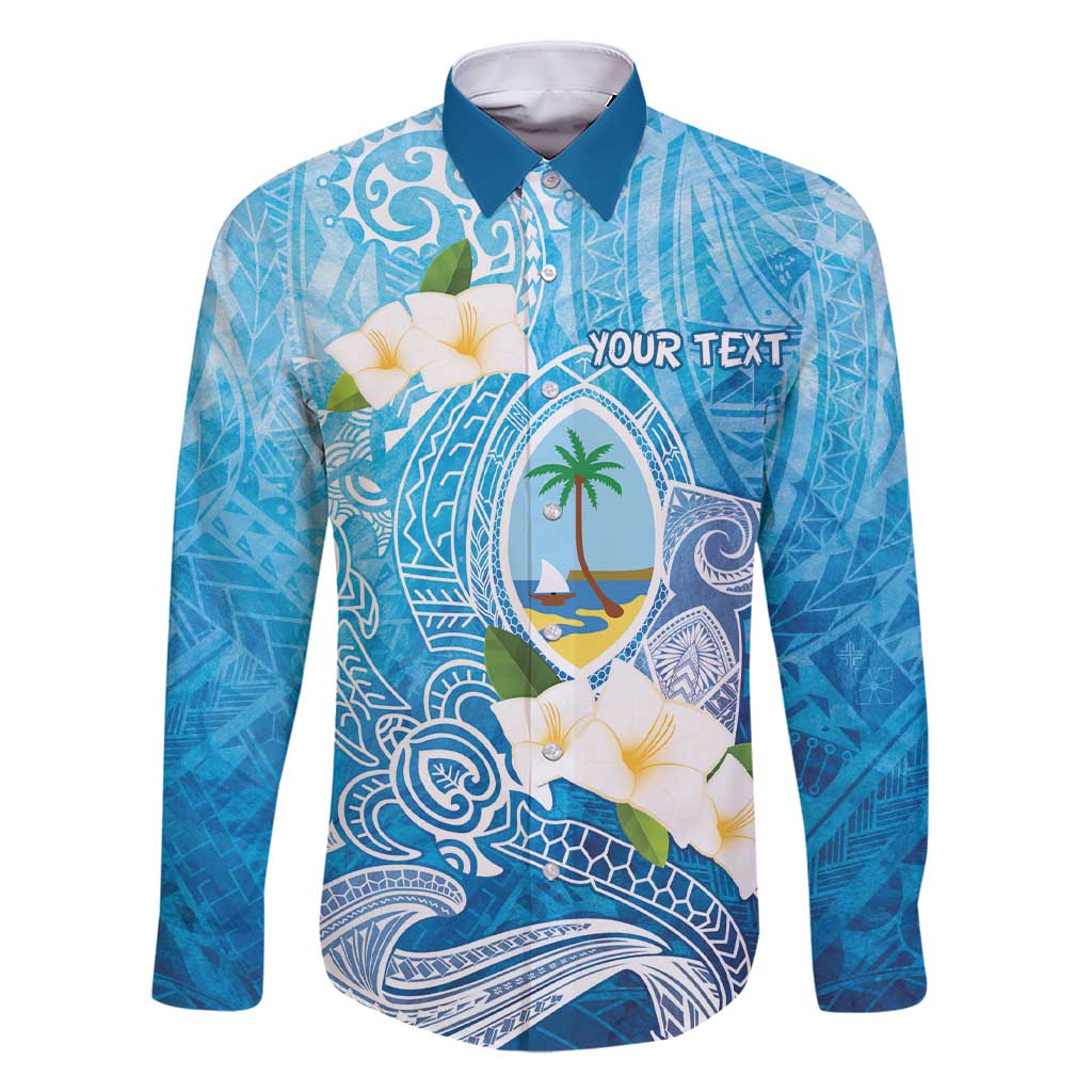 Hafa Adai Guam Chamorro Personalized Family Matching Short Sleeve Bodycon Dress and Hawaiian Shirt Ocean Blue Latte Stone with Guasali LT7 Dad's Shirt - Long Sleeve Ocean Blue - Polynesian Pride