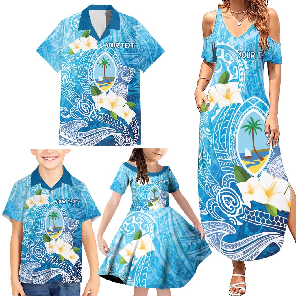 Hafa Adai Guam Chamorro Personalized Family Matching Summer Maxi Dress and Hawaiian Shirt Ocean Blue Latte Stone with Guasali LT7 - Polynesian Pride