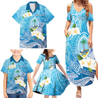Hafa Adai Guam Chamorro Personalized Family Matching Summer Maxi Dress and Hawaiian Shirt Ocean Blue Latte Stone with Guasali LT7 - Polynesian Pride