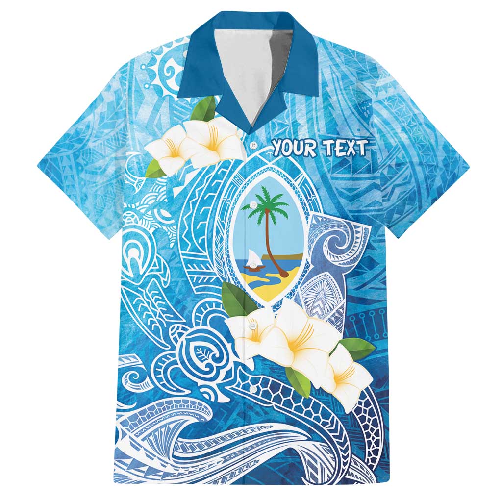 Hafa Adai Guam Chamorro Personalized Family Matching Summer Maxi Dress and Hawaiian Shirt Ocean Blue Latte Stone with Guasali LT7 Dad's Shirt - Short Sleeve Ocean Blue - Polynesian Pride