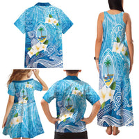 Hafa Adai Guam Chamorro Personalized Family Matching Tank Maxi Dress and Hawaiian Shirt Ocean Blue Latte Stone with Guasali LT7 - Polynesian Pride