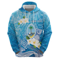 Hafa Adai Guam Chamorro Personalized Hoodie Ocean Blue Latte Stone with Guasali - Polynesian Pride
