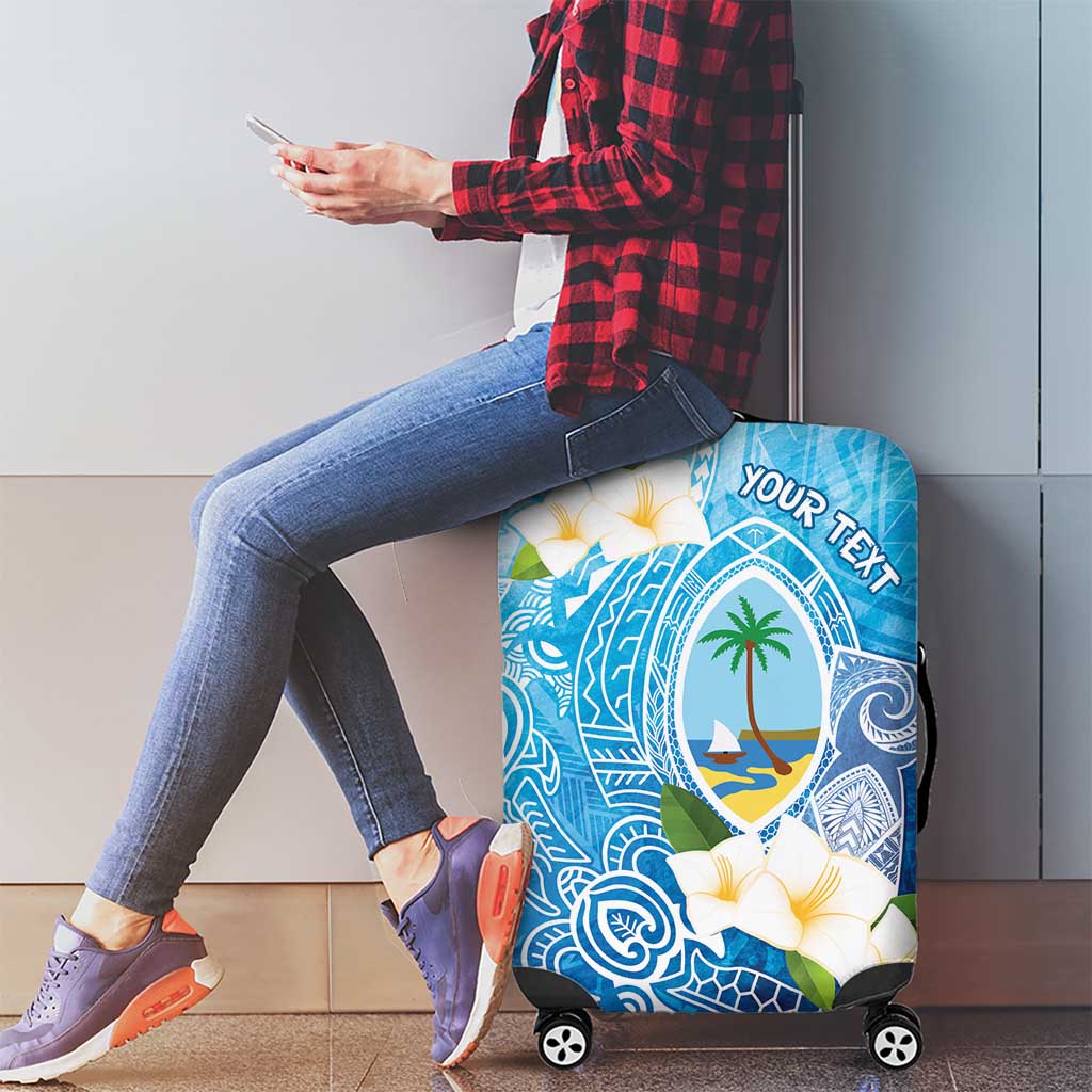 Hafa Adai Guam Chamorro Personalized Luggage Cover Ocean Blue Latte Stone with Guasali - Polynesian Pride