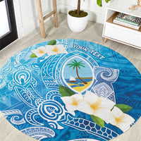 Hafa Adai Guam Chamorro Personalized Round Carpet Ocean Blue Latte Stone with Guasali LT7 Ocean Blue - Polynesian Pride