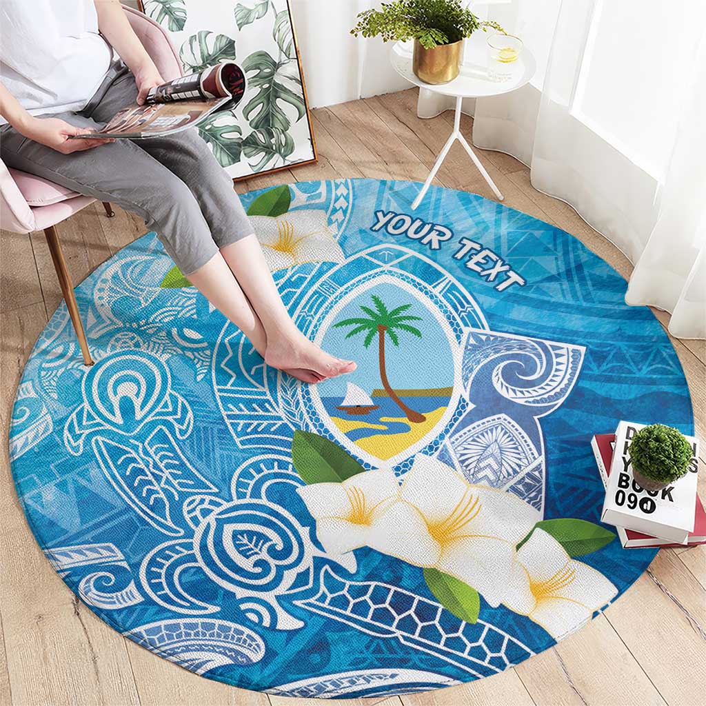 Hafa Adai Guam Chamorro Personalized Round Carpet Ocean Blue Latte Stone with Guasali LT7 - Polynesian Pride