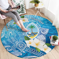 Hafa Adai Guam Chamorro Personalized Round Carpet Ocean Blue Latte Stone with Guasali LT7 - Polynesian Pride