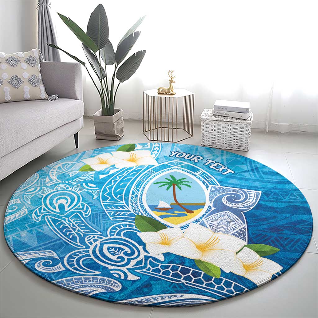 Hafa Adai Guam Chamorro Personalized Round Carpet Ocean Blue Latte Stone with Guasali LT7 - Polynesian Pride