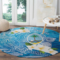 Hafa Adai Guam Chamorro Personalized Round Carpet Ocean Blue Latte Stone with Guasali LT7 - Polynesian Pride