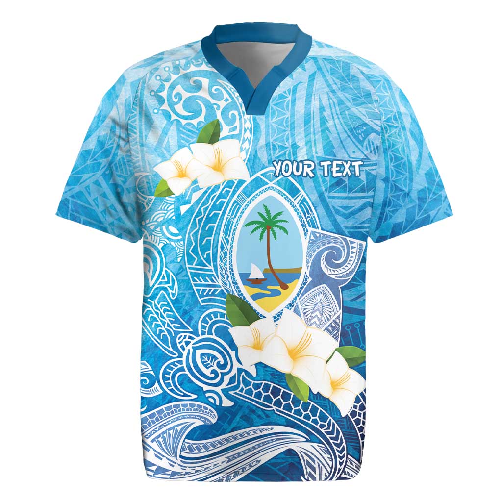 Hafa Adai Guam Chamorro Personalized Rugby Jersey Ocean Blue Latte Stone with Guasali LT7 Ocean Blue - Polynesian Pride