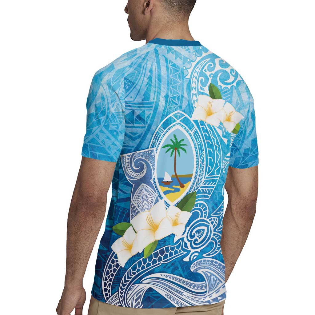 Hafa Adai Guam Chamorro Personalized Rugby Jersey Ocean Blue Latte Stone with Guasali LT7 - Polynesian Pride