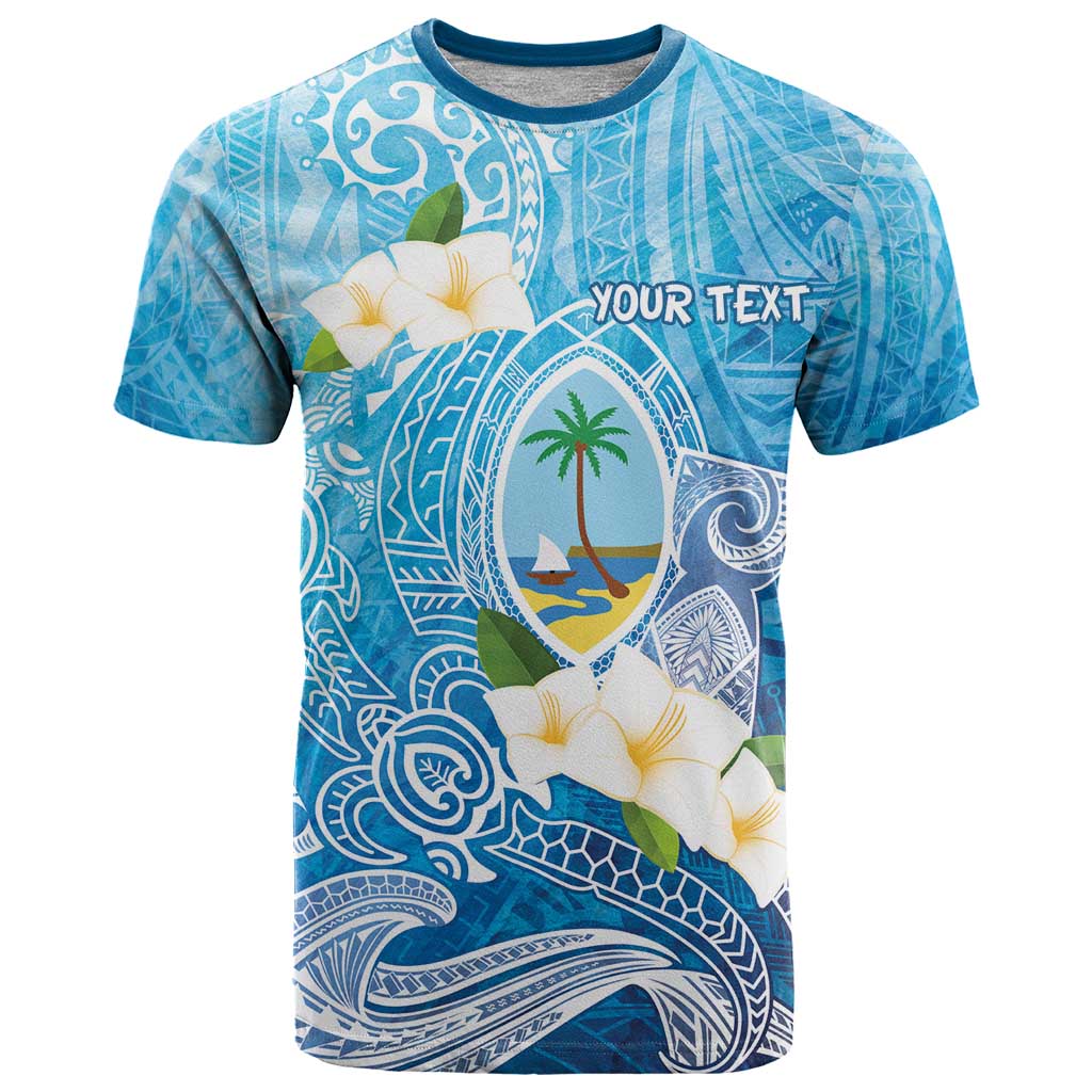 Hafa Adai Guam Chamorro Personalized T Shirt Ocean Blue Latte Stone with Guasali LT7 Ocean Blue - Polynesian Pride
