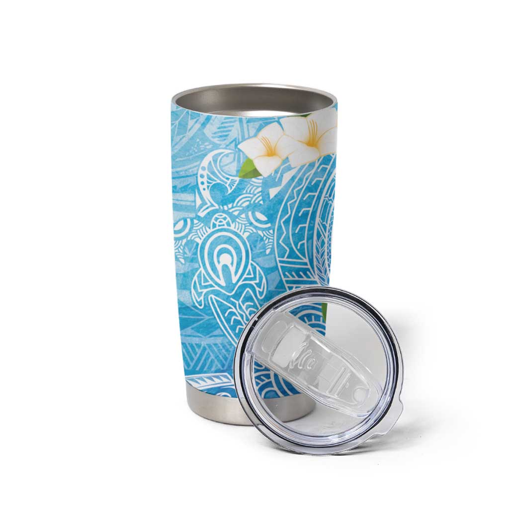 Hafa Adai Guam Chamorro Personalized Tumbler Cup Ocean Blue Latte Stone with Guasali - Polynesian Pride