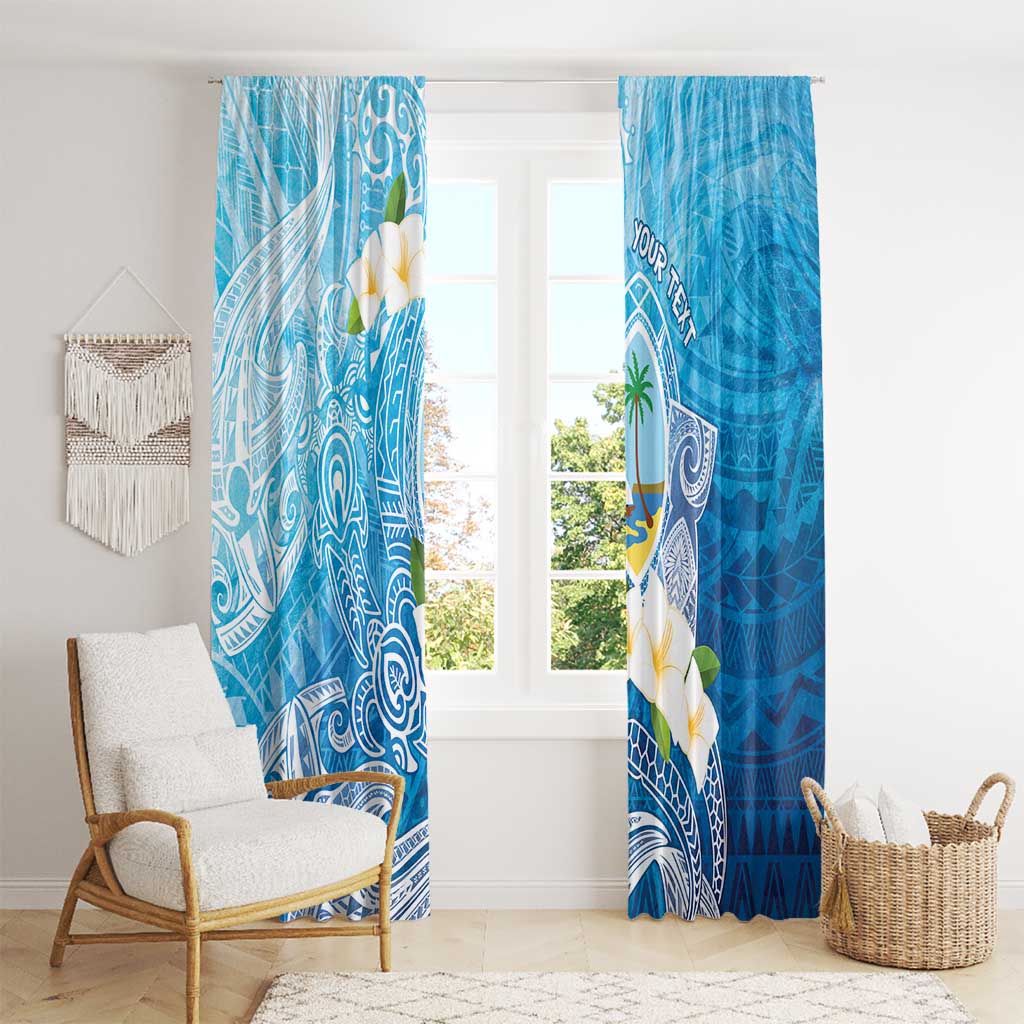 Hafa Adai Guam Chamorro Personalized Window Curtain Ocean Blue Latte Stone with Guasali - Polynesian Pride