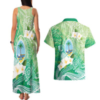 Hafa Adai Guam Chamorro Personalized Couples Matching Tank Maxi Dress and Hawaiian Shirt Summer Green Latte Stone with Guasali LT7 - Polynesian Pride